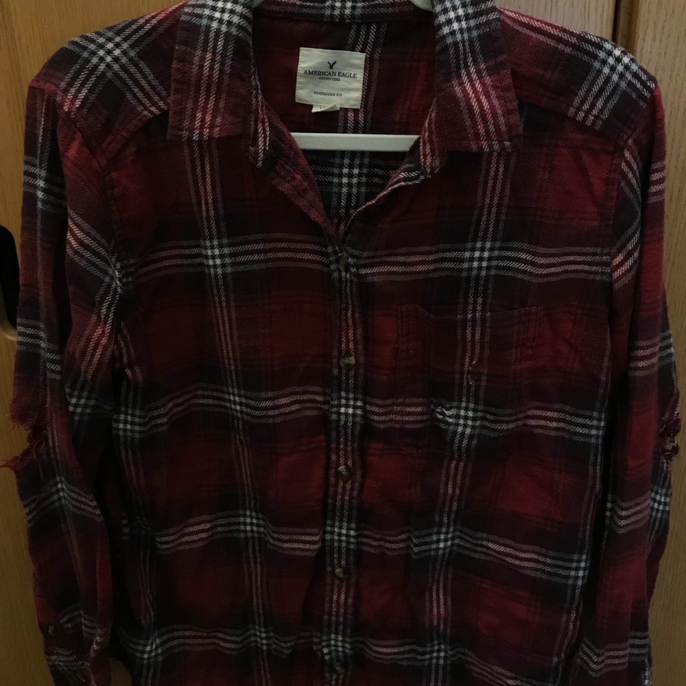 American Eagle Oversized Distressed Flannel